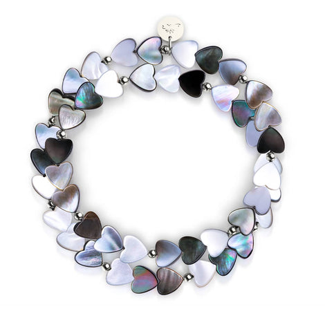 Black Mother of Pearl | .925 Sterling Silver | Heart Wrap